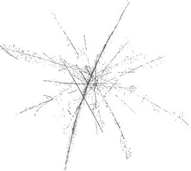 Broken glass scratches element. Shattered glass effect for template presentation, banner . Distressed fissures shapes . Impact and smashed texture . Vector explosion with scratches .
