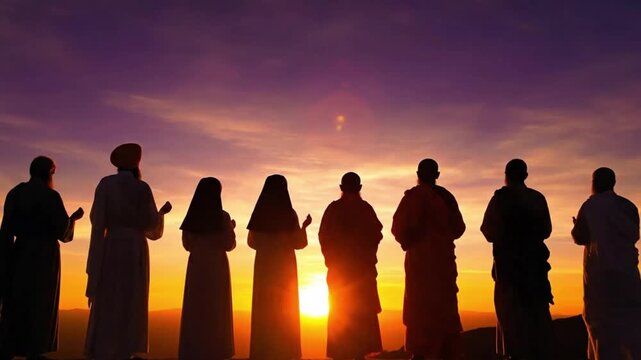 Sunrise Silhouettes of Interfaith Leaders in a Powerful Minimalist Scene