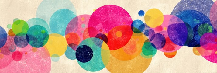 Vibrant Abstract Art Background Featuring Geometric Circles and Spots in Bold Colors on a Crisp White Canvas