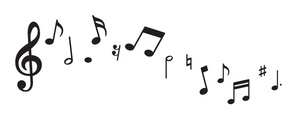 Composition of musical notes arranged, isolated on transparent background, vector illustration. Suitable for music design, education, icons, and creative graphic projects