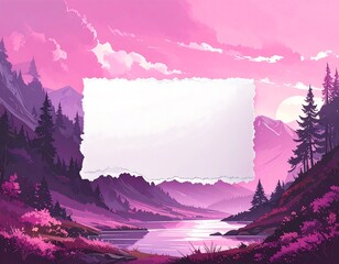 Pink landscape with blank space