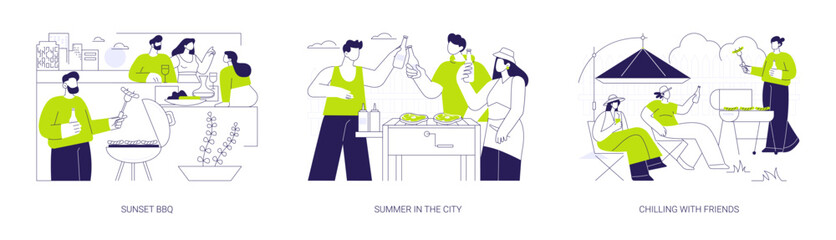 Outdoor BBQ isolated cartoon vector illustrations se