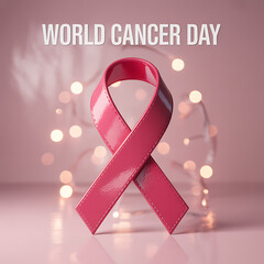 Cancer Awareness Pink Ribbon with Soft Light and Depth Effect
