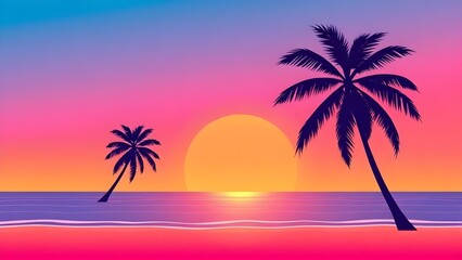sunset on tropical beach