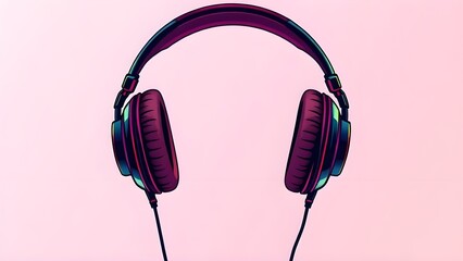 headphones on pink background