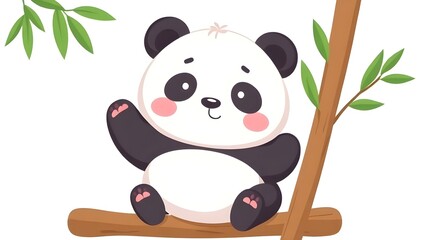 panda bear with bamboo