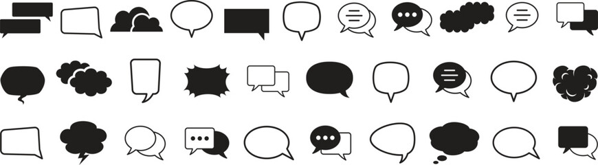 Speech bubble icon. Set of speech bubble. Black speech bubble collection. Chat message. Speech bubble comic