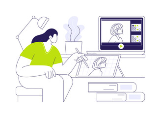 Graphic design classes isolated cartoon vector illustrations.