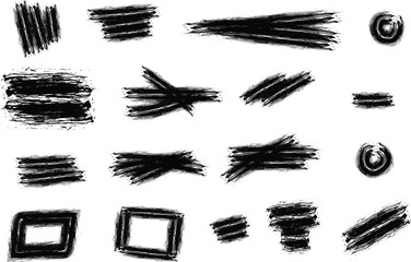 Marker brush stroke texture element set vector illustration .Textured stripes, scribbles, lines collection.