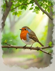 Robin perched on branch