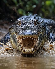 Obraz premium Powerful crocodile snapping jaws with force high resolution picture
