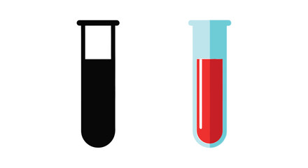 A comparison of an empty test tube and one filled with red liquid