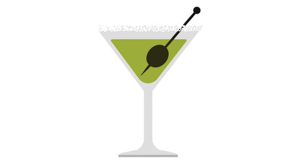 A green martini cocktail presented in a classic triangular glass with an olive