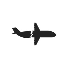 black plane icon like crash or accident in air