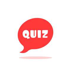red speech bubble symbol with quiz text