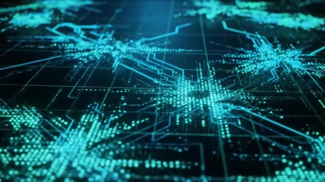 Abstract circuit board technology background, digital data flow.