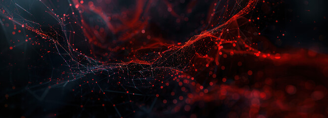Nebulous Red Network: A captivating abstract composition of a complex red network against a dark background, evoking a sense of the unseen world and interconnectedness.