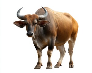 Fototapeta premium Majestic Male Ox Isolated in Natural Habitat Showcasing the Strength of Bovine Wildlife