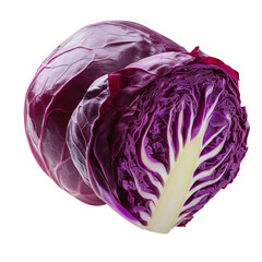 Obraz premium Fresh Green Cabbage Half Cut Isolated on White – High-Resolution Vegetable 