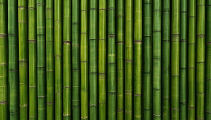 Detailed close-up view of a dense cluster of bright green bamboo stalks, showcasing natural texture, vertical lines