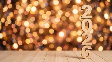 2026 Numbers On Wooden Table