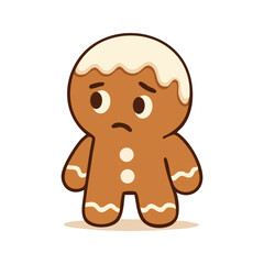 A smiling gingerbread man with buttons and frosting, enthusiastically waving in a joyful and playful mood.