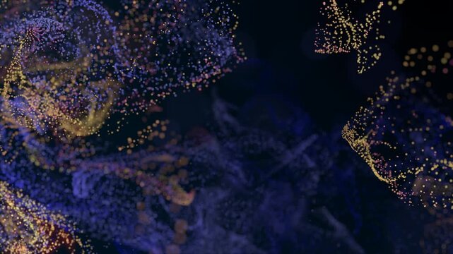 Dynamic background material of spray particles