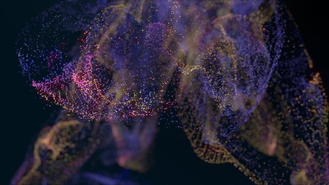 Dynamic background material of spray particles