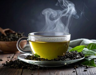 Steaming green tea