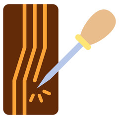 Awl Punch Flat Color Icon, Mini Illustration Relate To Carpentry, Wood Industry. Use For Modern Concept, Ui, Ux Web And App Development.