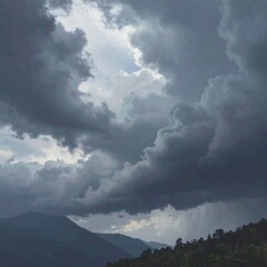Stormy clouds over mountains