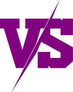 Versus V/S  letters logo design with diagonal line cut through purple monogram