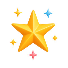 Obraz premium Shining Golden Christmas Star 3D Icon Isolated on a Transparent Background