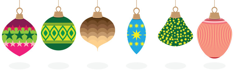 stock vector festive christmas different ornaments red green gold vintage christmas balls vector set illustration art