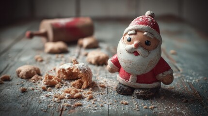 Nostalgic Santa surrounded by holiday treats