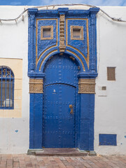 Traditional street, doors of the medina of the Kasbah of the Udayas, also spelled Kasbah of the Oudaias or Oudayas, citadel, fortress, Rabat, Morocco