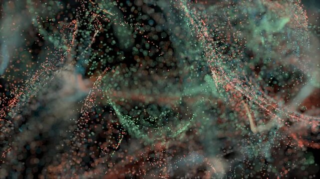 Dynamic background material of spray particles