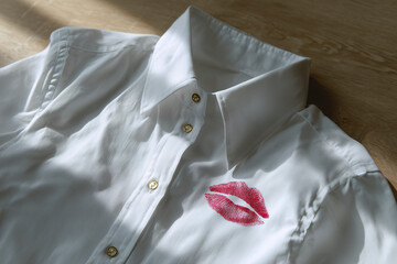 lipstick kiss mark on white shirt
