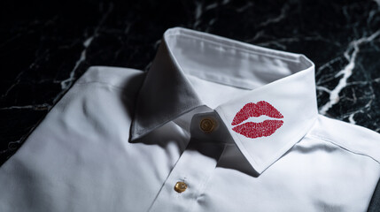 red lipstick kiss mark on shirt collar