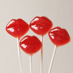 red lips shaped lollipops on stick