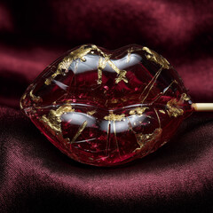 red lips shaped lollipop on stick