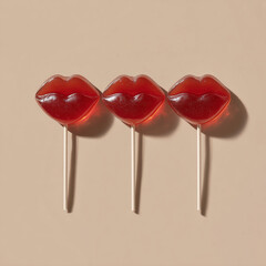 red lips shaped lollipops on stick