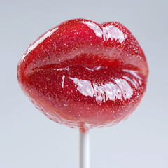 red lips shaped lollipop on stick