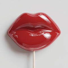 red lips shaped lollipop on stick