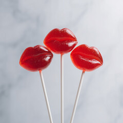 red lips shaped lollipops on stick