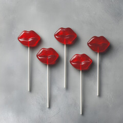 red lips shaped lollipops on stick