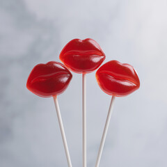 red lips shaped lollipops on stick