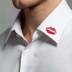 red lipstick kiss mark on shirt collar