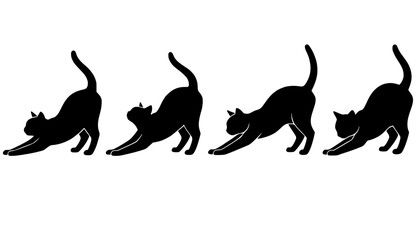 Stretching Cat Silhouette Vector Art