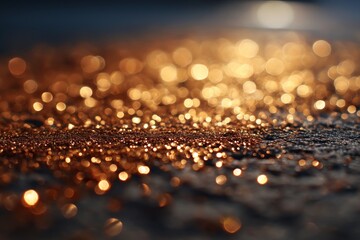 Golden bokeh lights on dark background